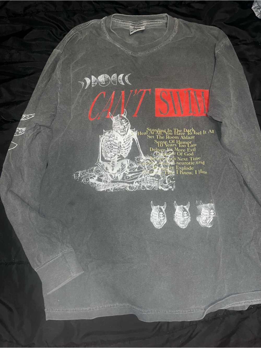 Comfort colors Can't Swim Graphic band Long Sleeve Tee - gray size medium